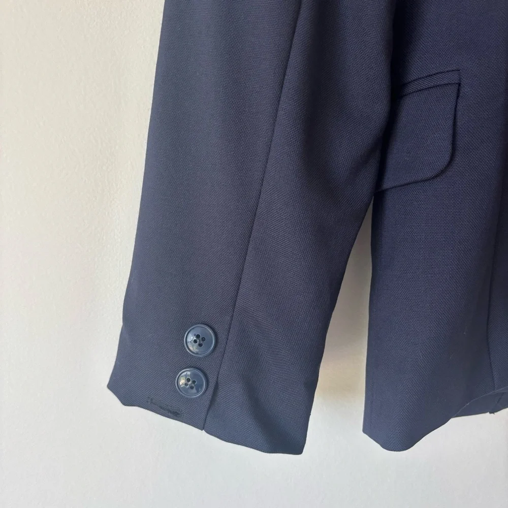 J. Crew Dalton Blazer Tollegno 1900 Italy Wool Navy Blue Career Business Office